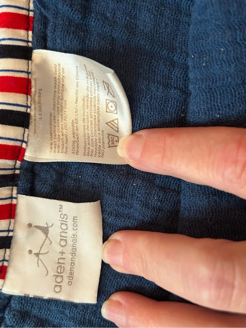 aden + anais Cream Muslin Throw with Red Stars